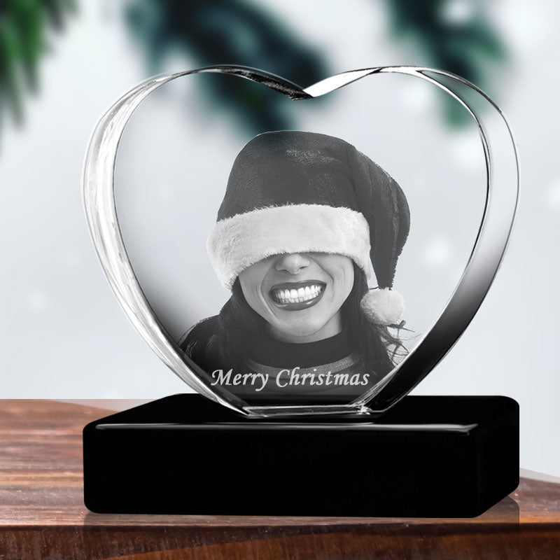 Personalized 3D Christmas photo crystal gift – Christmas Heart
